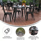30" Round Indoor/Outdoor Dining Table with Poly Resin Top and Steel Base