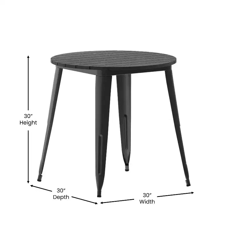 30" Round Indoor/Outdoor Dining Table with Poly Resin Top and Steel Base
