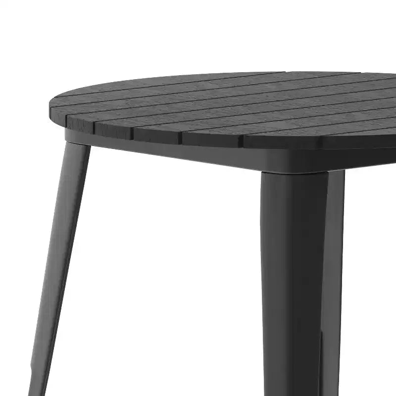 30" Round Indoor/Outdoor Dining Table with Poly Resin Top and Steel Base