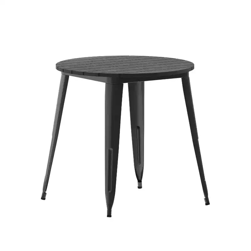 30" Round Indoor/Outdoor Dining Table with Poly Resin Top and Steel Base