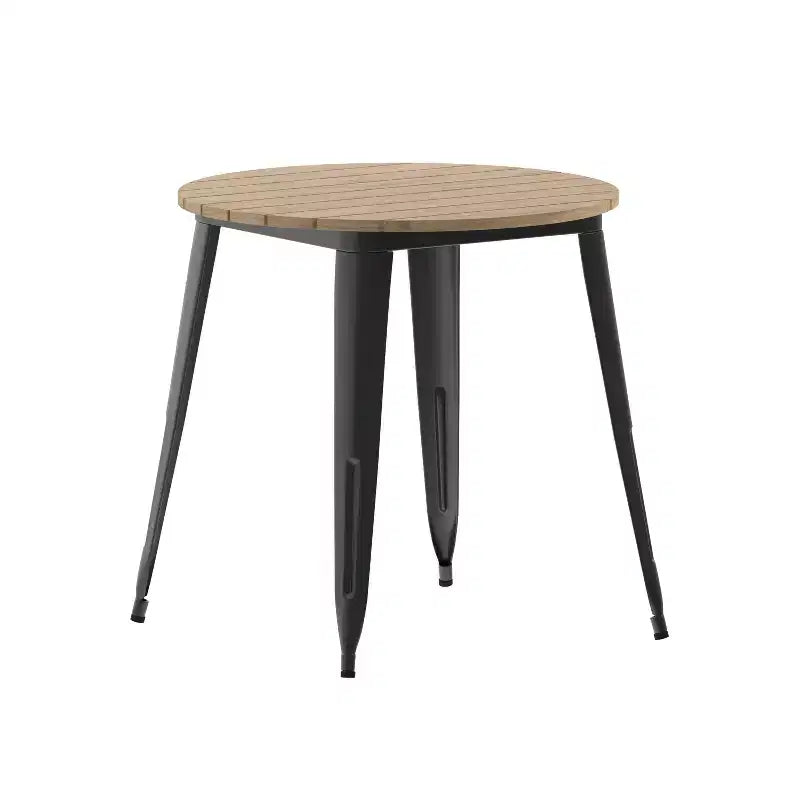 Merrick Lane Indoor/Outdoor Dining Table, 30 Round All Weather Poly Resin Top with Steel Base
