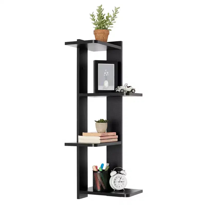 33 x 11.8 Corner 4 Tier Floating Ledge Column Wall Shelf