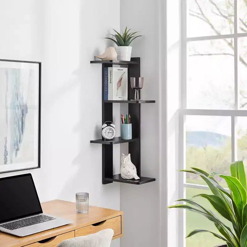33 x 11.8 Corner 4 Tier Floating Ledge Column Wall Shelf