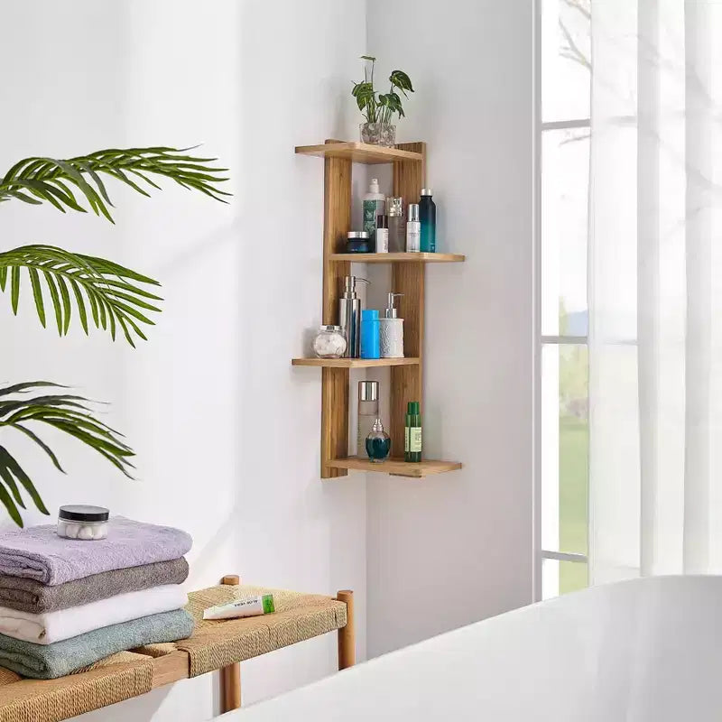 33 x 11.8 Corner 4 Tier Floating Ledge Column Wall Shelf
