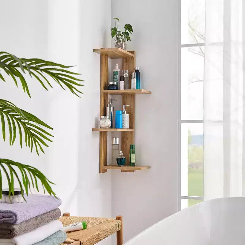 33 x 11.8 Corner 4 Tier Floating Ledge Column Wall Shelf