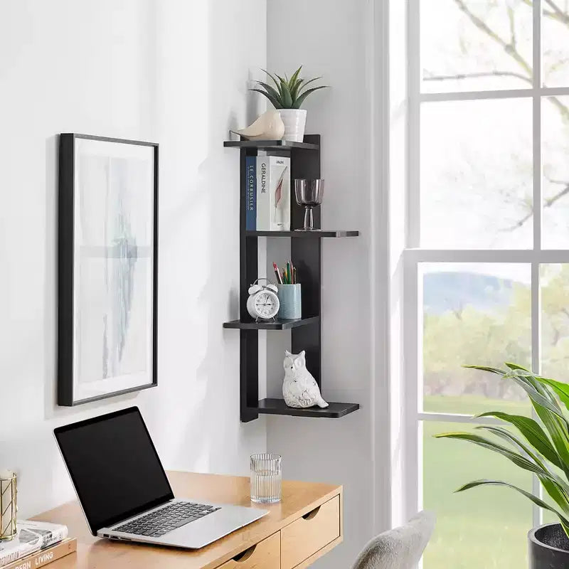 33 x 11.8 Corner 4 Tier Floating Ledge Column Wall Shelf