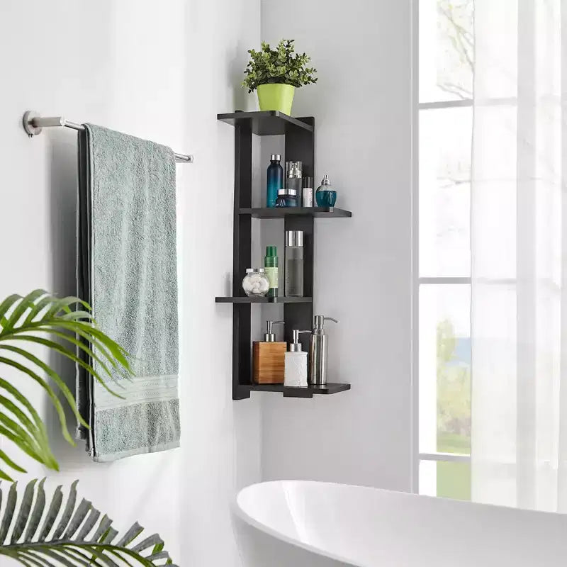 33 x 11.8 Corner 4 Tier Floating Ledge Column Wall Shelf