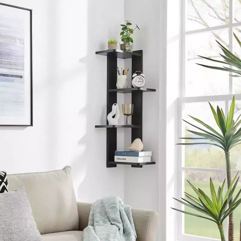 33 x 11.8 Corner 4 Tier Floating Ledge Column Wall Shelf