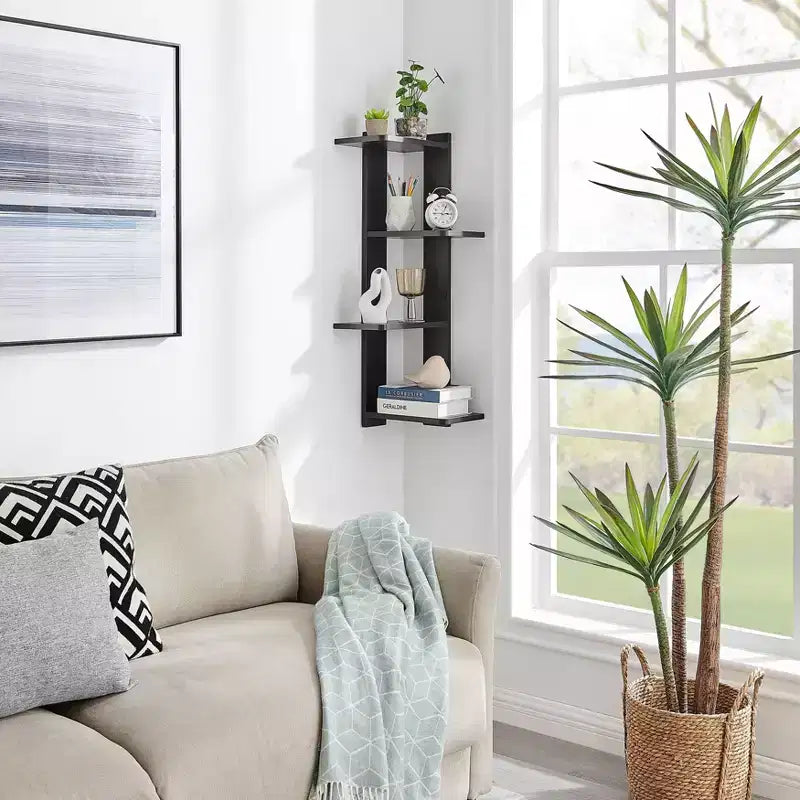 33 x 11.8 Corner 4 Tier Floating Ledge Column Wall Shelf