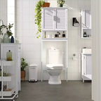 Over-The-Toilet Storage Bathroom Cabinet with Adjustable Inside Shelf and Bottom Bar