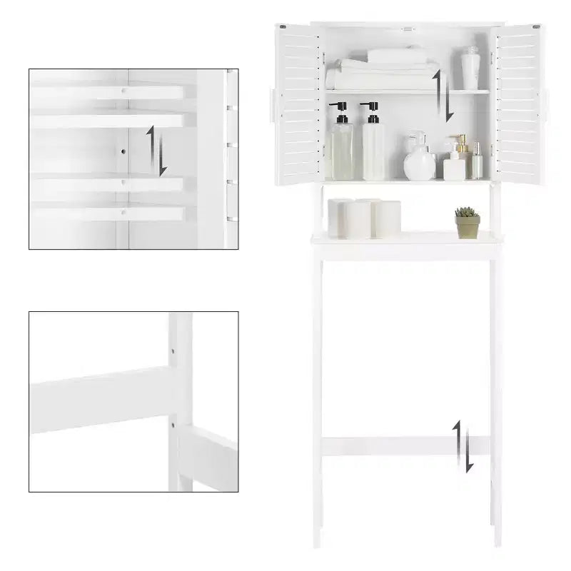 Over-The-Toilet Storage Bathroom Cabinet with Adjustable Inside Shelf and Bottom Bar