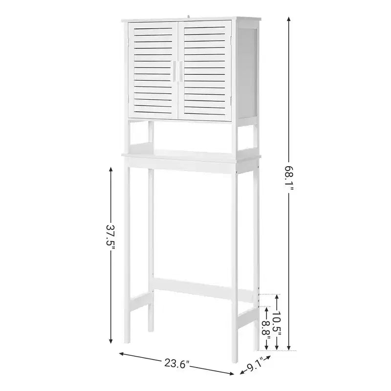 Over-The-Toilet Storage Bathroom Cabinet with Adjustable Inside Shelf and Bottom Bar