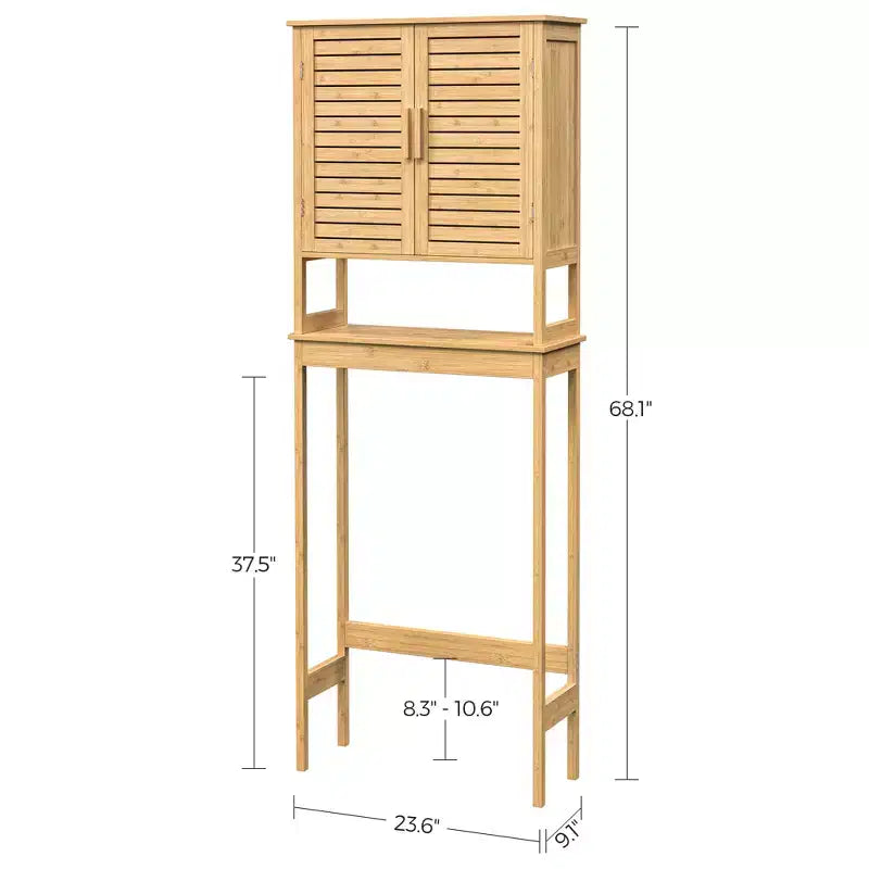 Over-The-Toilet Storage Bathroom Cabinet with Adjustable Inside Shelf and Bottom Bar
