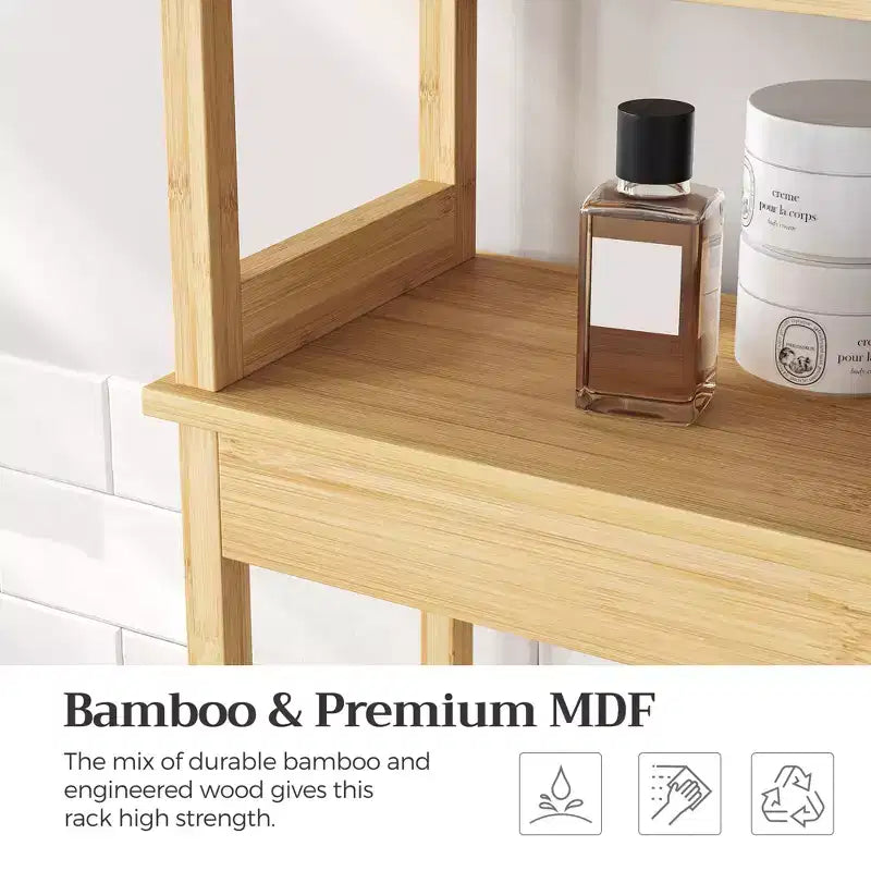 Over-The-Toilet Storage Bathroom Cabinet with Adjustable Inside Shelf and Bottom Bar