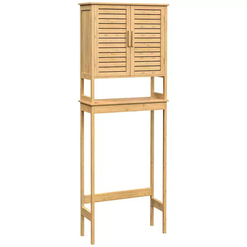 Over-The-Toilet Storage Bathroom Cabinet with Adjustable Inside Shelf and Bottom Bar
