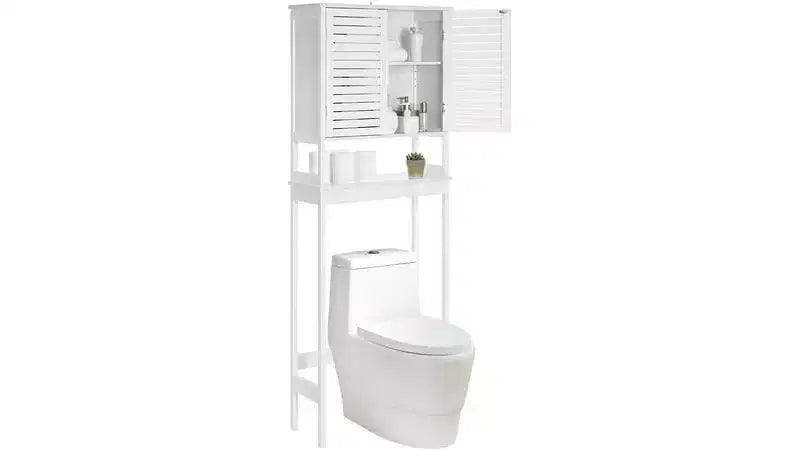 Over-The-Toilet Storage Bathroom Cabinet with Adjustable Inside Shelf and Bottom Bar
