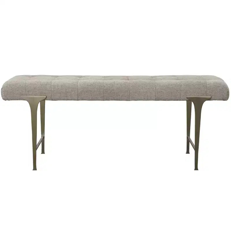 48 Wide Light Gray Tufted Fabric Bench
