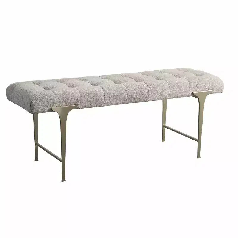 48 Wide Light Gray Tufted Fabric Bench
