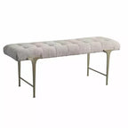 48 Wide Light Gray Tufted Fabric Bench