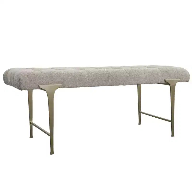 48 Wide Light Gray Tufted Fabric Bench