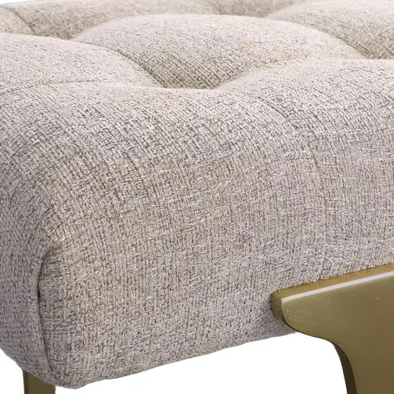48 Wide Light Gray Tufted Fabric Bench