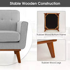 Modern Accent Chair Upholstered Linen Fabric Armchair with Removable Cushion Beige/Grey