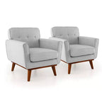 Modern Accent Chair Upholstered Linen Fabric Armchair with Removable Cushion Beige/Grey