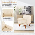 Modern Accent Chair Upholstered Linen Fabric Armchair with Removable Cushion Beige/Grey