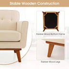 Modern Accent Chair Upholstered Linen Fabric Armchair with Removable Cushion Beige/Grey