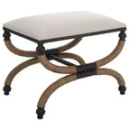 Oatmeal Fabric Rectangular Bench with Iron Frame