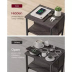 End Table with Charging Station, 3-Tier Side Table with USB Ports and Outlets
