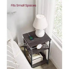 End Table with Charging Station, 3-Tier Side Table with USB Ports and Outlets