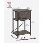End Table with Charging Station, 3-Tier Side Table with USB Ports and Outlets