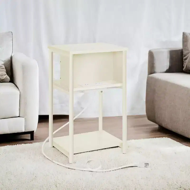 End Table with Charging Station, 3-Tier Side Table with USB Ports and Outlets