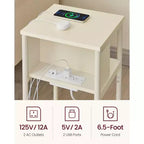 End Table with Charging Station, 3-Tier Side Table with USB Ports and Outlets