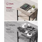 End Table with Charging Station, 3-Tier Side Table with USB Ports and Outlets