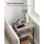 End Table with Charging Station, 3-Tier Side Table with USB Ports and Outlets