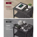 End Table with Charging Station, 3-Tier Side Table with USB Ports and Outlets
