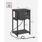 End Table with Charging Station, 3-Tier Side Table with USB Ports and Outlets