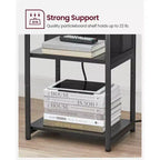End Table with Charging Station, 3-Tier Side Table with USB Ports and Outlets