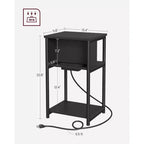 End Table with Charging Station, 3-Tier Side Table with USB Ports and Outlets