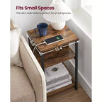 End Table with Charging Station, 3-Tier Side Table with USB Ports and Outlets