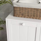 Tilt Out Laundry Hamper Cabinet with 2 Compartments, Modern Laundry Cabinet for Bathroom, Washroom, White