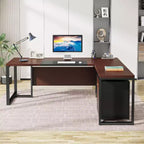 70.8-inch L-Shaped Executive Computer Desk with File Cabinet