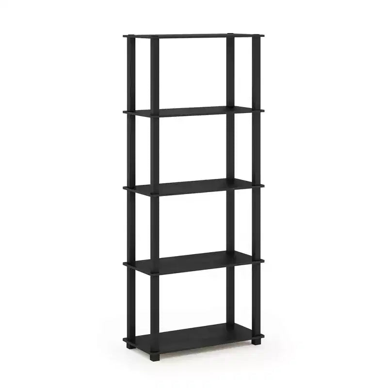 Modern 5-Tier Decorative Bookshelf Open Multipurpose Storage Shelf Display Rack for Living Room, Home Office & Kids Room, Americano/Black