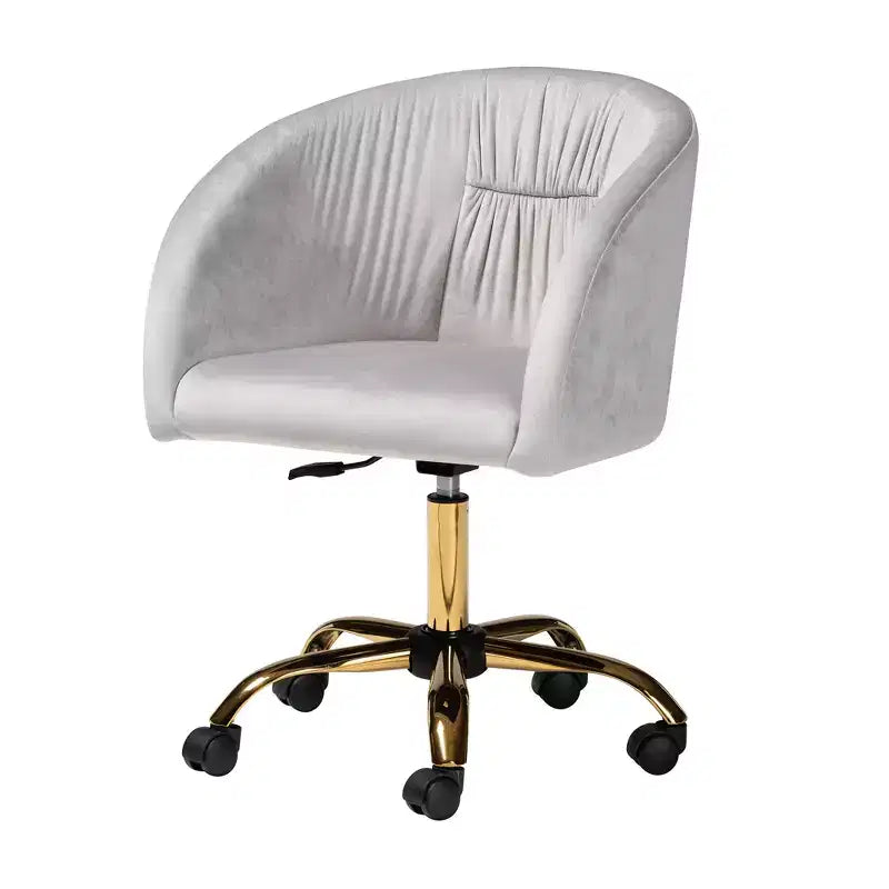 Contemporary Glam and Luxe Velvet Fabric and Metal Swivel Office Chair