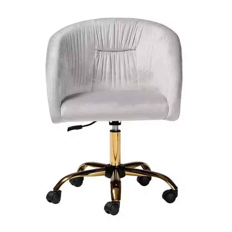 Contemporary Glam and Luxe Velvet Fabric and Metal Swivel Office Chair