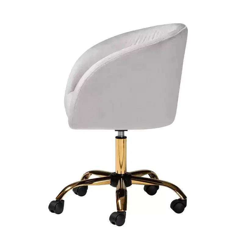 Contemporary Glam and Luxe Velvet Fabric and Metal Swivel Office Chair