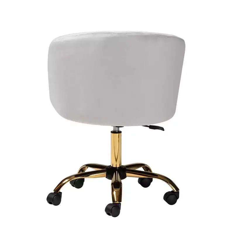 Contemporary Glam and Luxe Velvet Fabric and Metal Swivel Office Chair