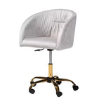 Contemporary Glam and Luxe Velvet Fabric and Metal Swivel Office Chair